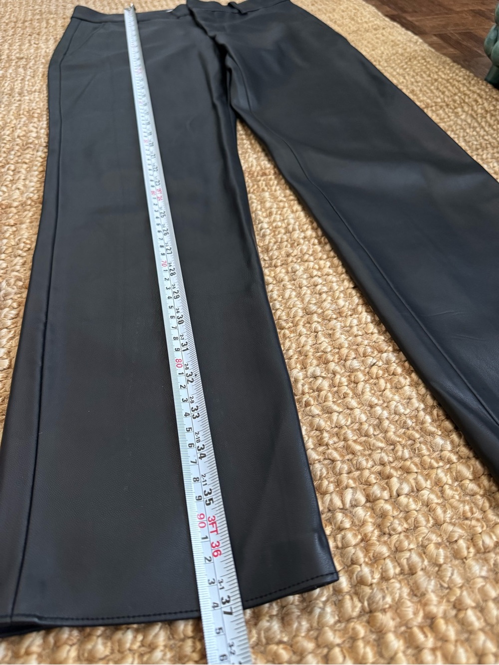 Zara Black Faux Leather Straight Leg Pants - Picture 6 of 8